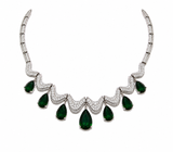 Emerald Teardrop Necklace Set with Drop Earrings