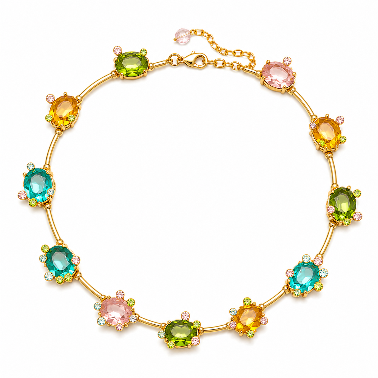 Multi-Coloured Floral Gemstone Necklace Set