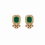 Emerald Green Polki Choker Necklace Set with Statement Earrings