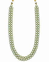 Mint Green Double-Line Jaipuri Kundan Long Necklace