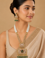 Royal Emerald Ruby Statement Necklace Set with Jhumka Earrings