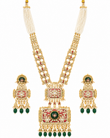 Royal Emerald Ruby Statement Necklace Set with Jhumka Earrings
