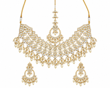 Royal Jaipuri Kundan Pearl Floral Choker Necklace Set with Chandbali Earrings & Maang Tikka