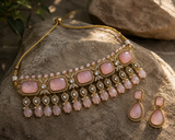 Pastel Pink Polki Choker Set