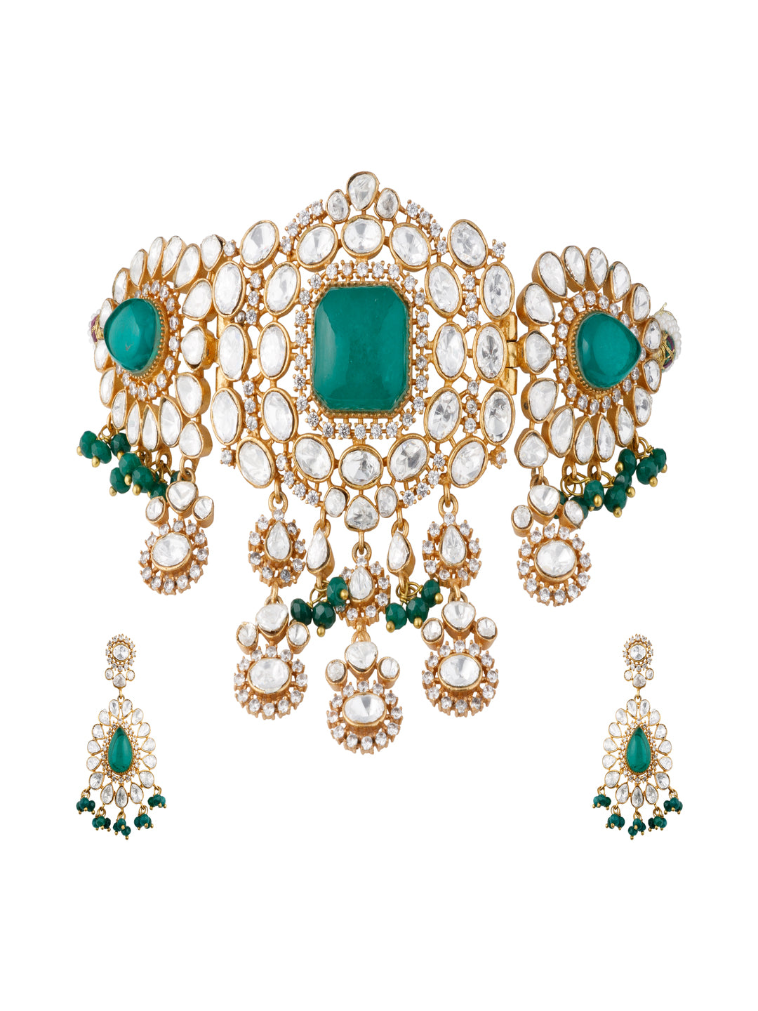Emerald Elegance Polki Choker Set