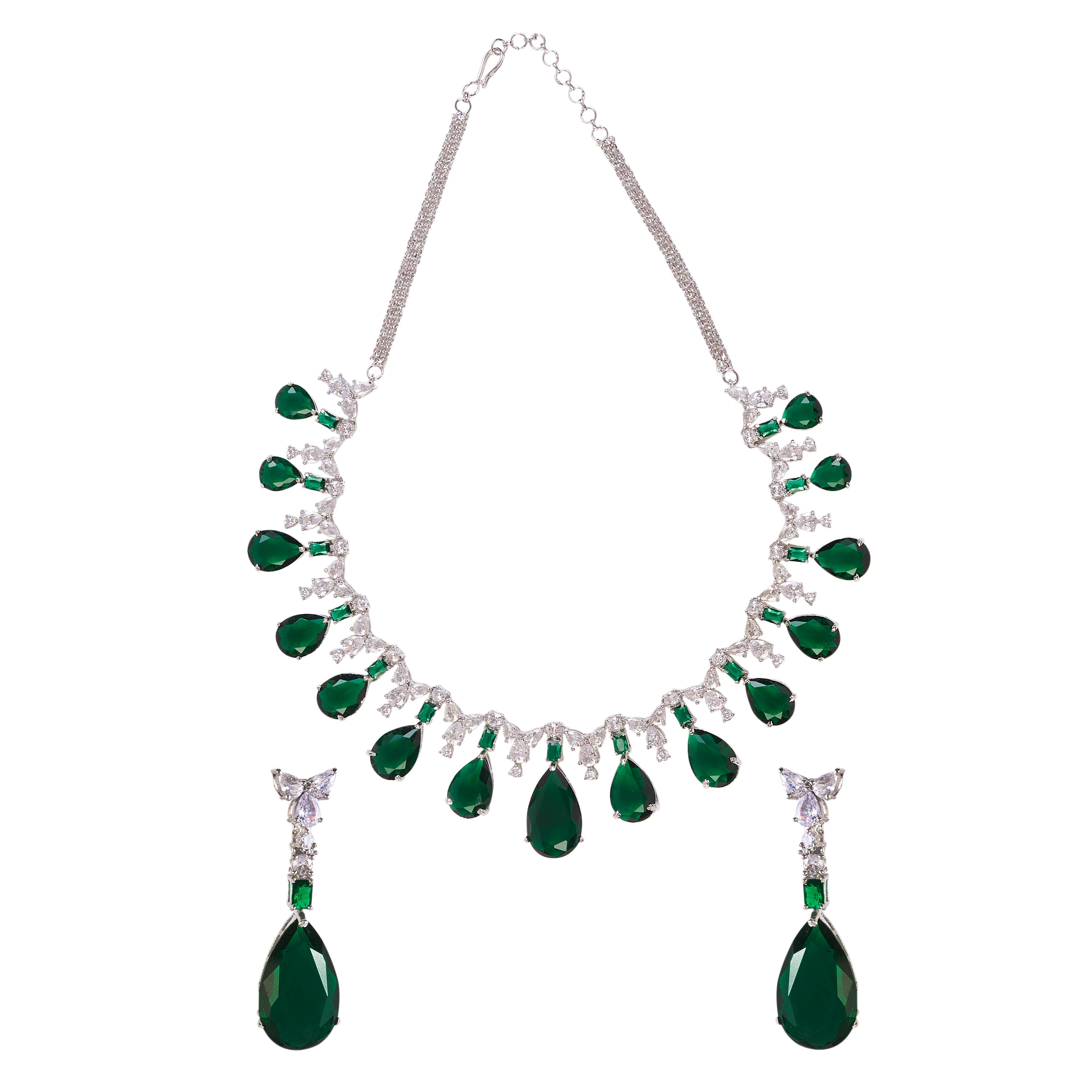 Emerald Radiance Statement Necklace Set