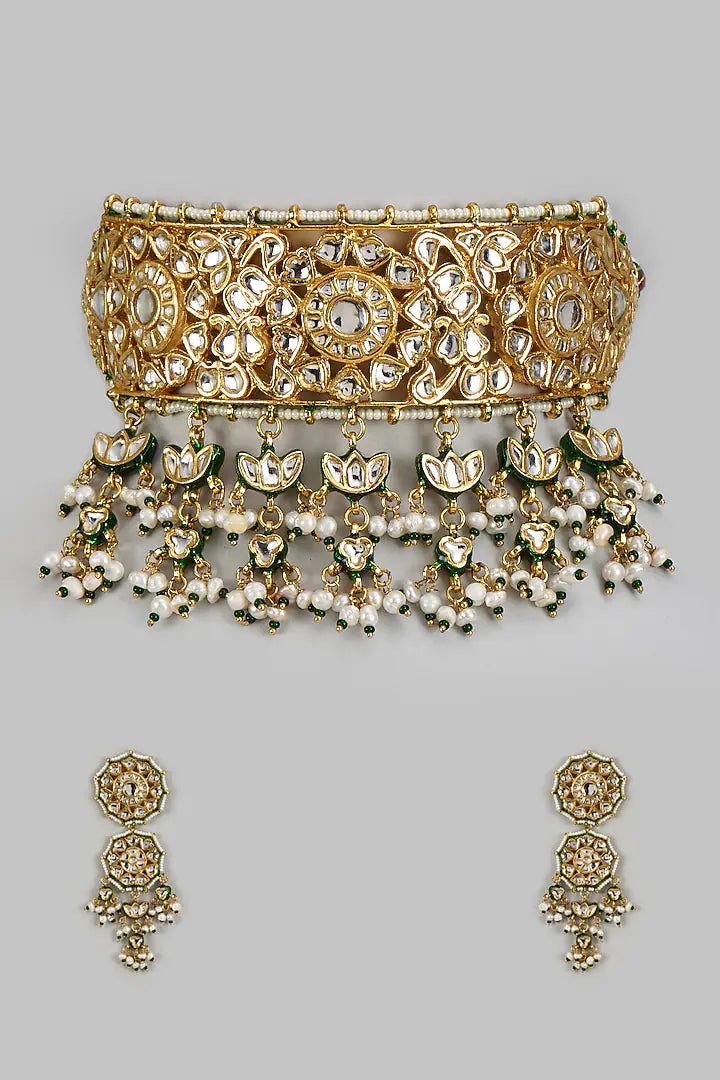 Noor Mahal Jaipuri Kundan Pearl Choker Set