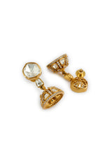 Saadgi Gold Plated Womens Kundan, Polki Short Necklace Set with Pair of Earrings (Freesize)