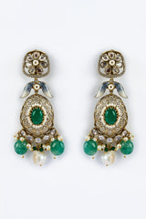 vivinia BY VIDHI MEHRA Florence Gold Plated Green Womens Kundan, Polki Short Necklace Set with Pair of Earrings (Freesize)