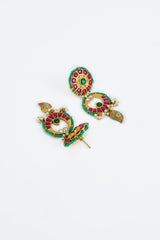vivinia BY VIDHI MEHRA Morpankh Silver Plated Multi Womens Kundan, Polki Long Necklace Set with Pair of Earrings (Freesize)
