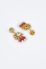 Antara Gold Plated Pink Womens Kundan, Polki Choker Necklace Set with Pair of Earrings (Freesize)