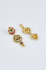 Morpankh Gold Plated Multi Womens Kundan, Polki Short Necklace Set with Pair of Earrings (Freesize)
