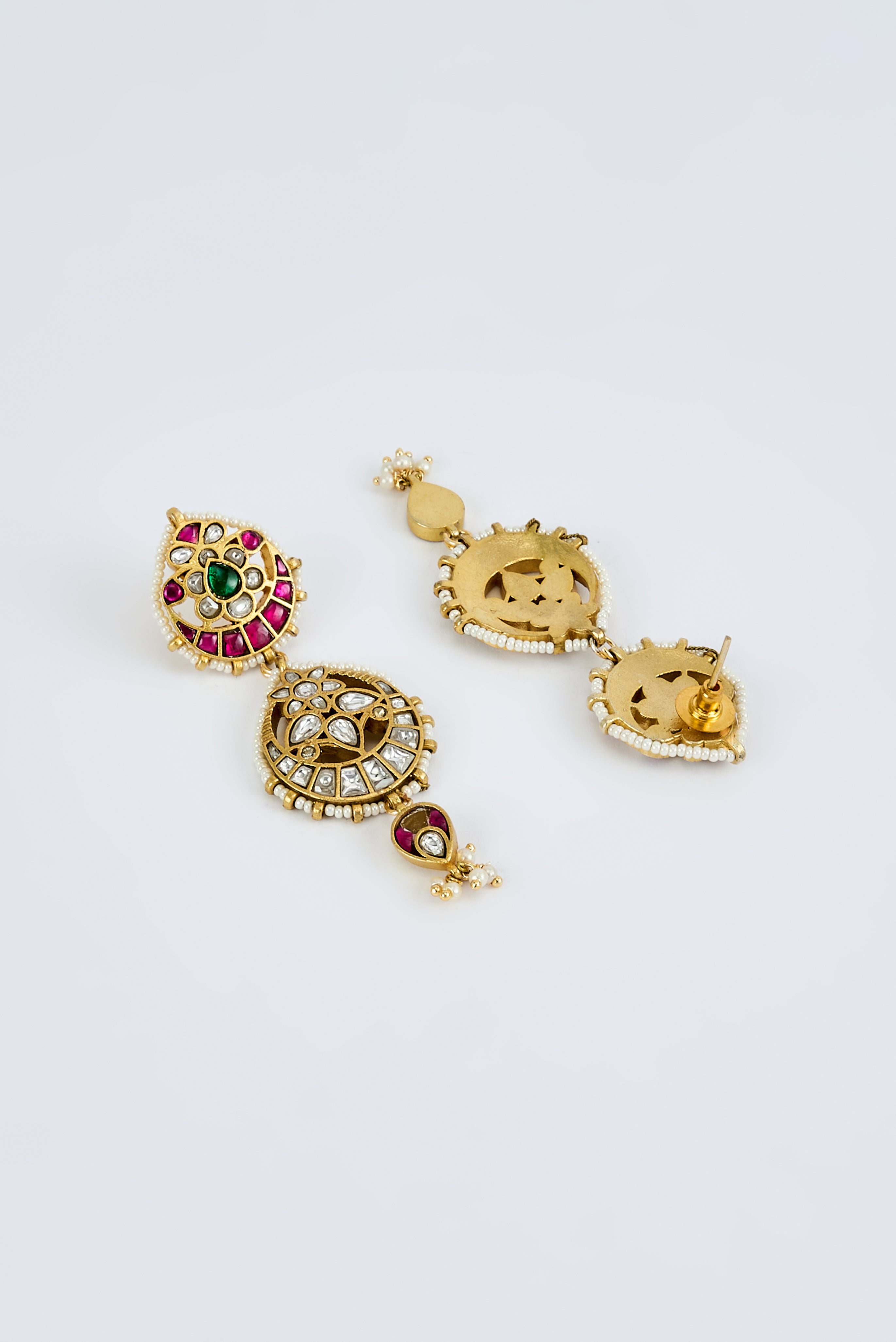Morpankh Gold Plated Multi Womens Kundan, Polki Short Necklace Set with Pair of Earrings (Freesize)