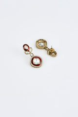 vivinia BY VIDHI MEHRA Burgandi Gold Plated Red Womens Kundan, Polki Short Necklace Set with Pair of Earrings (Freesize)