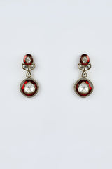 vivinia BY VIDHI MEHRA Burgandi Gold Plated Red Womens Kundan, Polki Short Necklace Set with Pair of Earrings (Freesize)