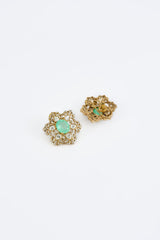 vivinia BY VIDHI MEHRA Florence Gold Plated Green Womens Kundan, Polki Short Necklace Set with Pair of Earrings (Freesize)
