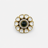 Emerald Polki Floral Statement Ring