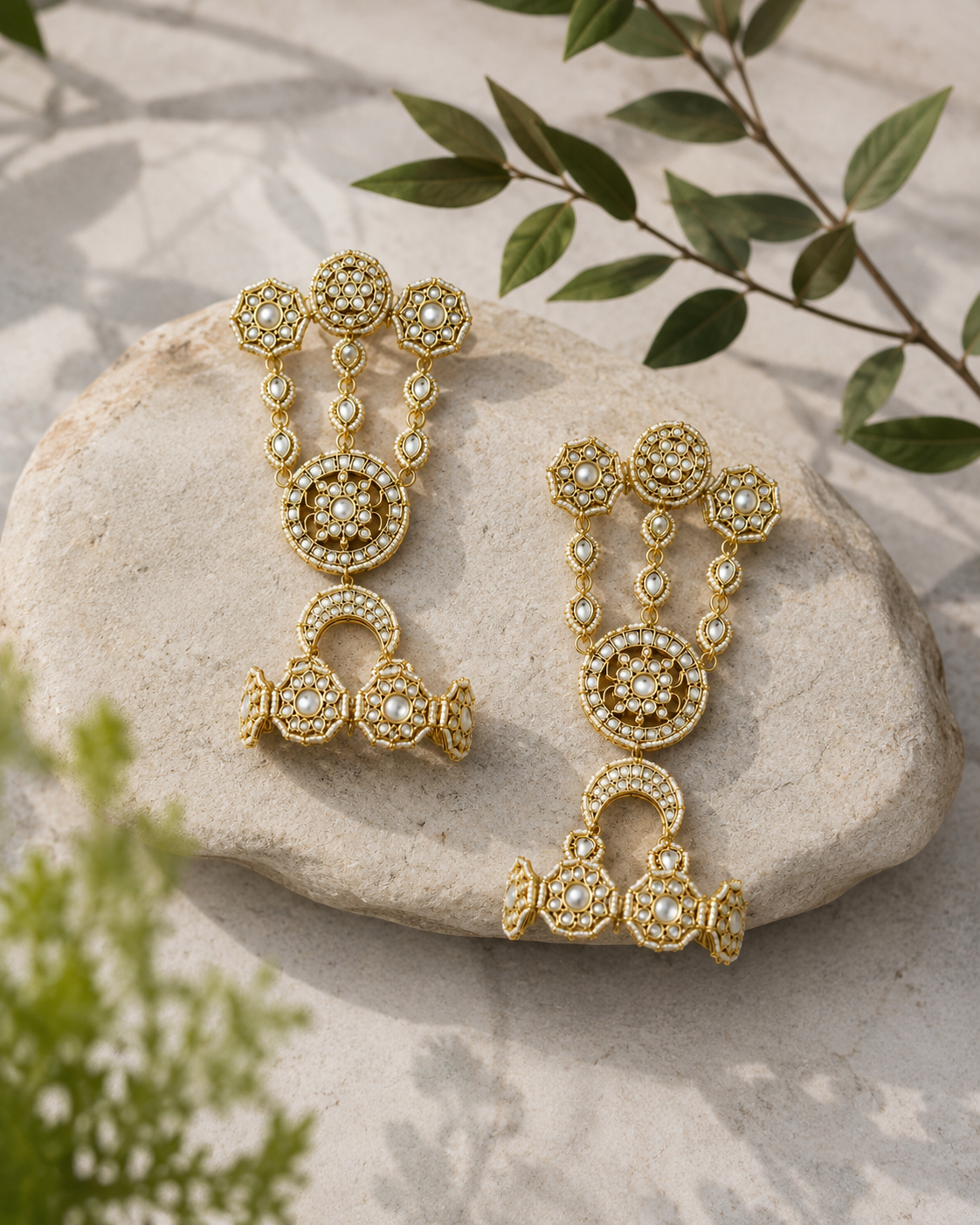 Polki Bridal Haath Phool with Floral Motifs