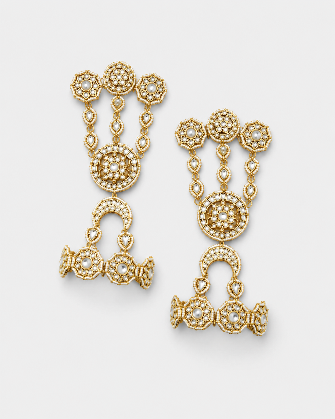 Polki Bridal Haath Phool with Floral Motifs