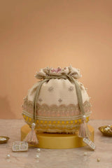 Vibha Embroidered Potli - Pink & Yellow