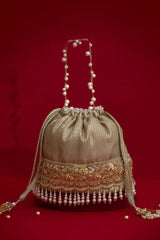 Vivaah Embellished Bucket Bag - Grey