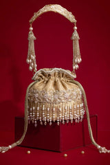 Vivaah Embellished Mini Potli - Beige