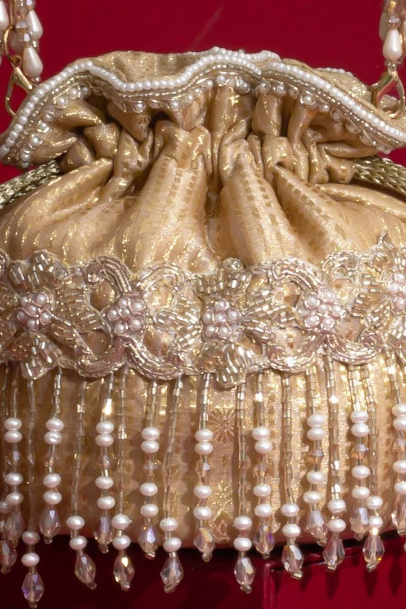 Vivaah Embellished Mini Potli - Beige