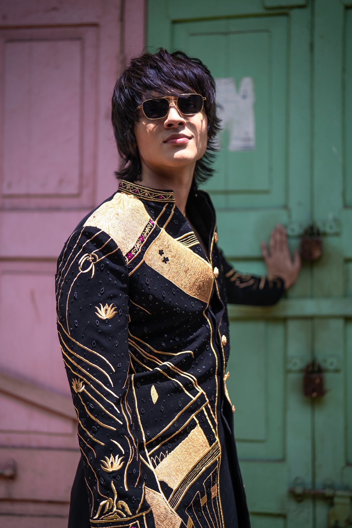 Raahi — Black Hand Embroidered British Fabric Indo-Western
