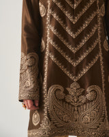 Kurta With Flare Pants / Chanderi / Chocolate / Chand Tarang / Dori Embroidery