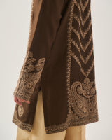 Kurta With Flare Pants / Chanderi / Chocolate / Chand Tarang / Dori Embroidery