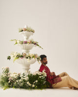Kurta With Flare Pants / Chanderi / Deep Red / Paan Booti / Dori Embroidery