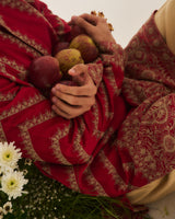 Kurta With Flare Pants / Chanderi / Deep Red / Paan Booti / Dori Embroidery