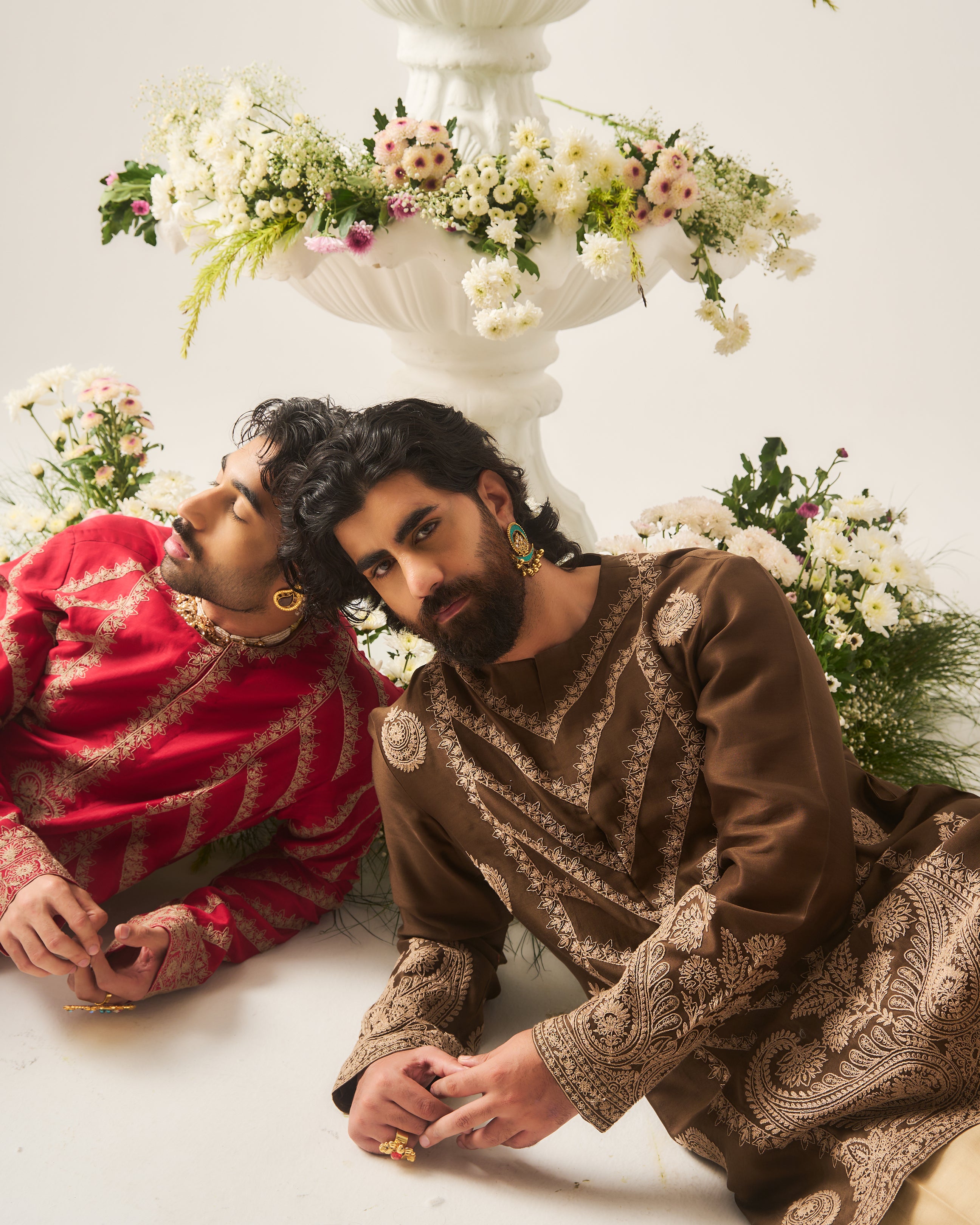 Kurta With Flare Pants / Chanderi / Chocolate / Chand Tarang / Dori Embroidery