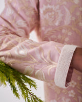 Kurta With Pants / Chanderi / Pale Pink / Tulip Meadow / Dori/Resham/Hand Embroidery