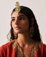 Short Kurta with Sharara and Dupatta / Chanderi / Rust / Paan Booti / Aari/Hand Embroidery
