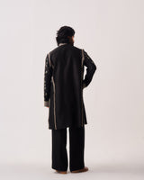 Phiran Kurta With Flare Pants / Chanderi / Black / Garden Tapestry / Resham Embroidery