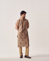 Kurta With Pants / Chanderi / Hazelnut / Mandala / Aari Embroidery