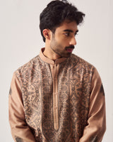 Kurta With Pants / Chanderi / Hazelnut / Mandala / Aari Embroidery
