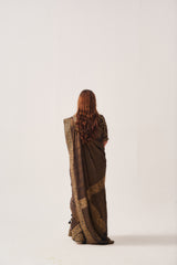 Saree with Stitched Blouse / Tissue Woven / Black / Ferdous / Dori/Hand Embroidery