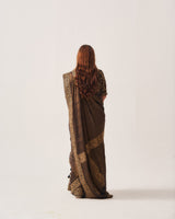Saree with Stitched Blouse / Tissue Woven / Black / Ferdous / Dori/Hand Embroidery