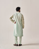 Kurta With Pants / Chanderi / Light Aqua / Paisley Bageecha / Dori/Hand Embroidery