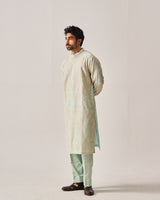 Kurta With Pants / Chanderi / Light Aqua / Paisley Bageecha / Dori/Hand Embroidery