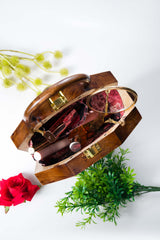 SOLID HEXAGON ENGRAVED BAG IN SHEESHAM WOOD