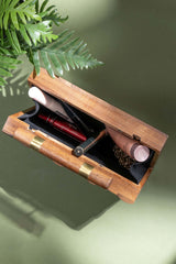 CHEQUERED HANDBAG IN ACACIA WOOD