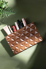 HAND CARVED TRIANGULAR PATTERN BAG WITH RECTANGULAR HANDLE