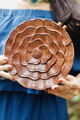 ROSE HAND CARVED HANDBAG IN SHEESHAM WOOD