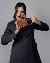 CHIC CUBE BAG WITH BEADED HANDLE