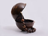 STYLISH GLOBE SOLID WOOD BAG WITH BEADED HANDLE