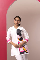 WHITE Abstract Printed Top With Palazzo