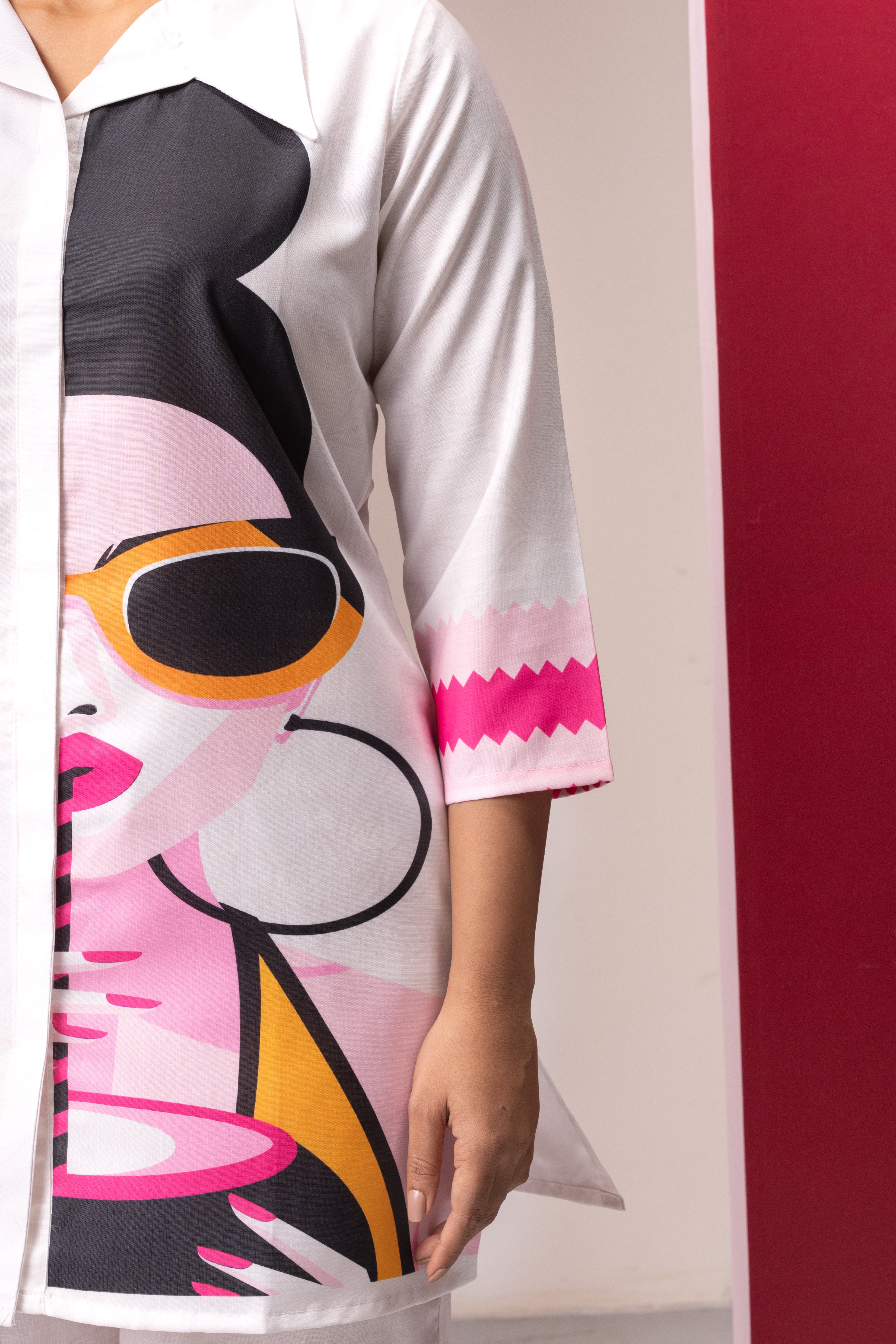 WHITE Abstract Printed Top With Palazzo